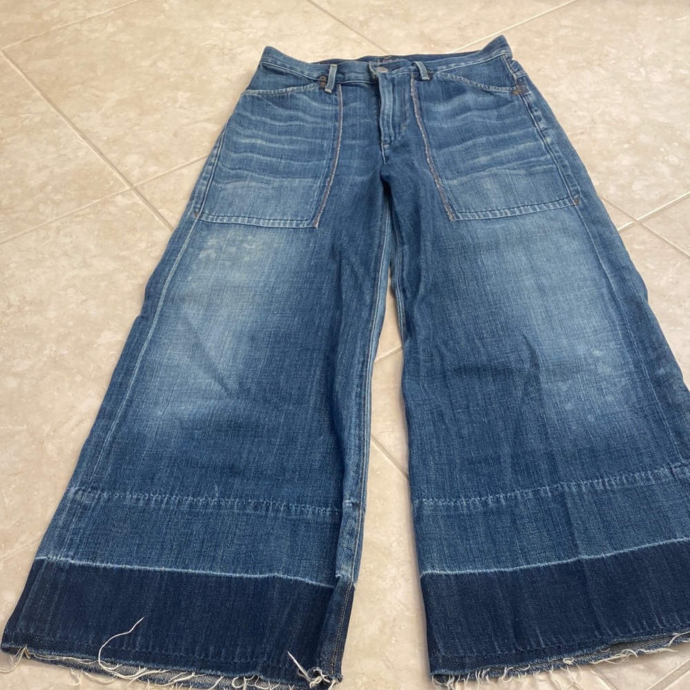 Citizens of Humanity wide leg disstresses cuff Jean
